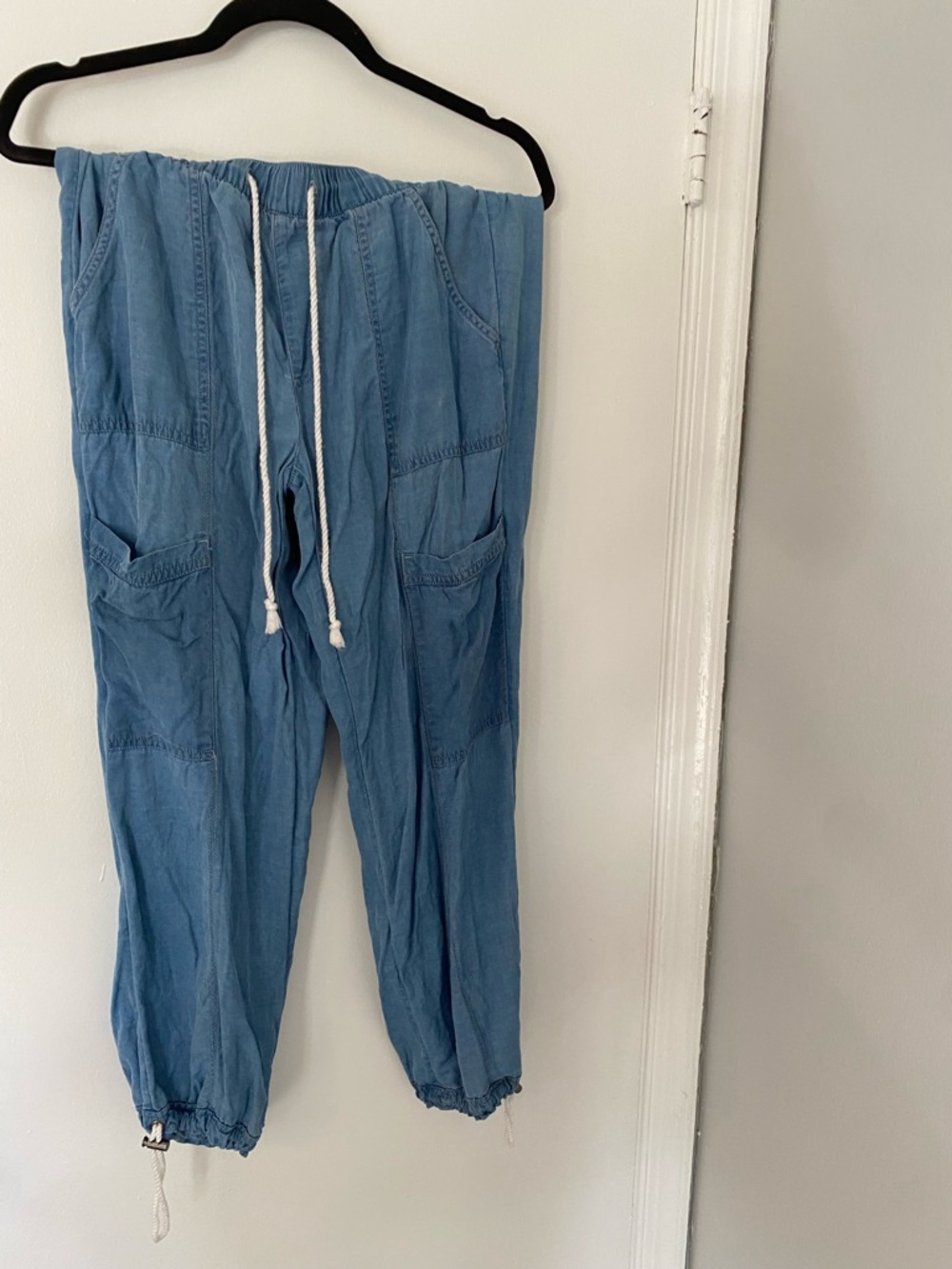 Nicole Miller Light Blue Drawstring Jogger Pants